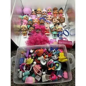 LOL Surprise Dolls Lot of 19 Mixed Series Figures Glitter Extra Accessories